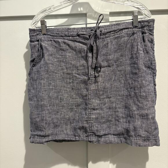 Max‎ Studio Skirt Women Large Chambray Blue 100% Linen Drawstring Pockets Casual - Picture 1 of 10